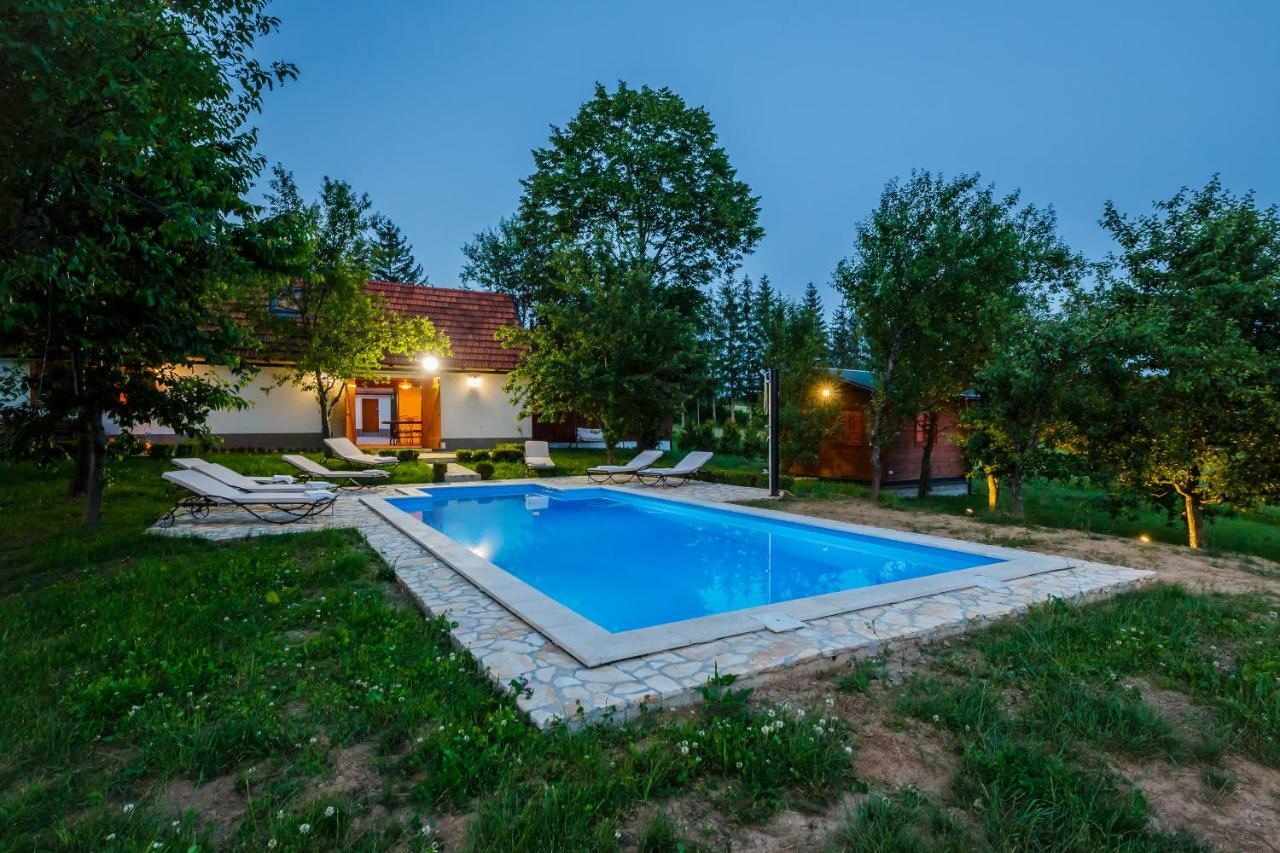Plaški Beautiful Cottage With Heated Pool For 22 Ppl מראה חיצוני תמונה
